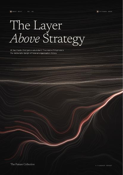Cover of The Layer Above Strategy: light trails on ink, with the title in a light serif